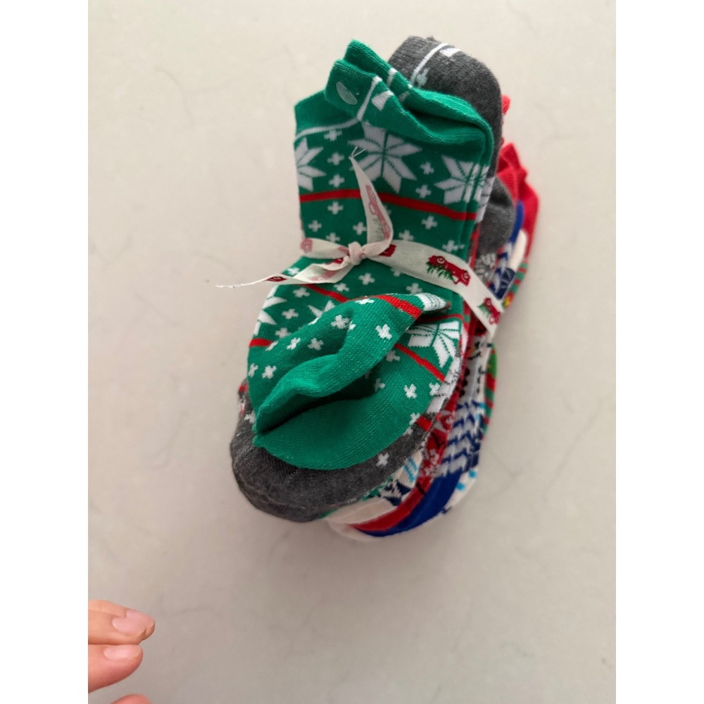 Holiday Christmas Ankle Socks Bundle Multi Color Fair Isle Snowflake Patterns